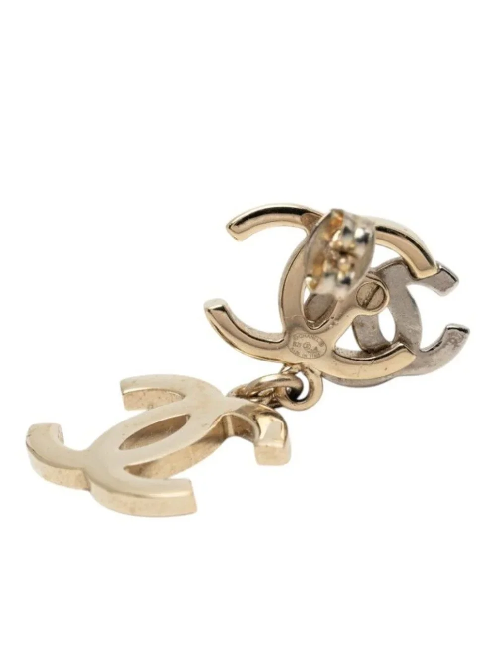Chanel CC Logo Earrings Gold Metal Rhinestone Faux Pearl